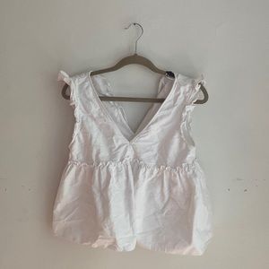 Sleeveless Deep V White Top